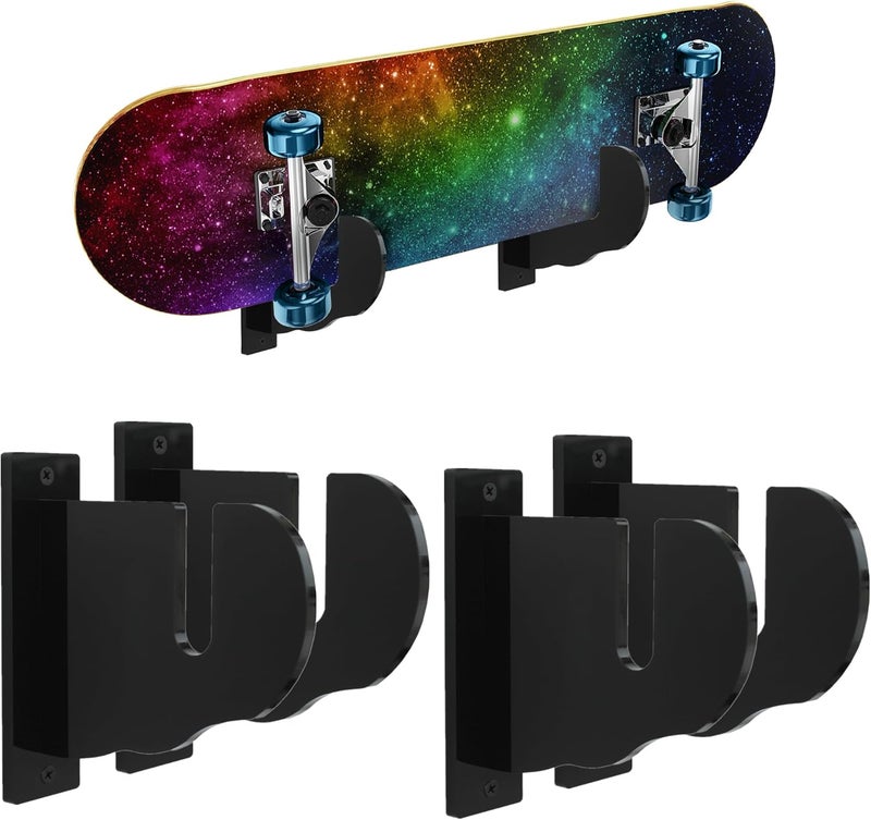BiJun Skateboard Wall Mount, Snowboard Wall Mount Display, Acrylic Horizontal Skateboards Rack, Skateboard Storage Hanger (Transparent) - Image 1